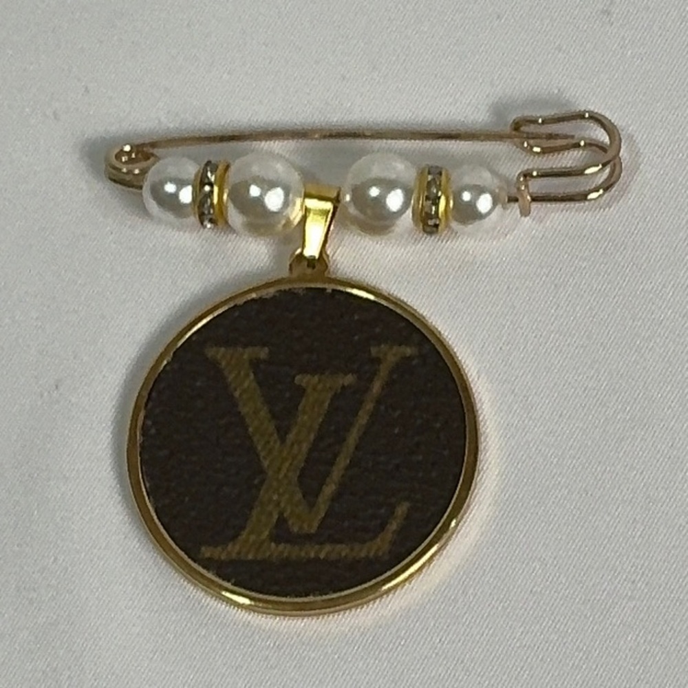 Louis Vuitton monogram canvas safety pin bag charm brooch